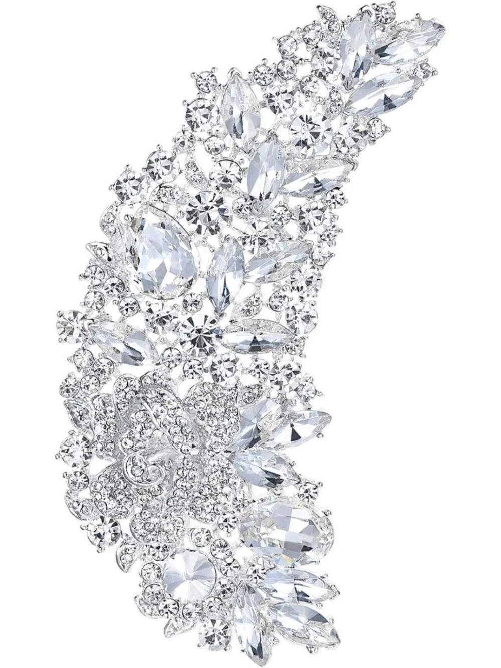Stunning Austrian Crystal Bridal Flower Bouquet Brooch - Elegant Wedding